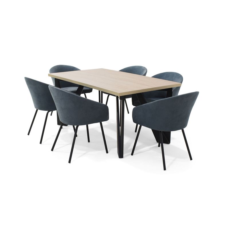 VENECIA - Set de Comedor 6P Brixton con Sillas Aurora Gris