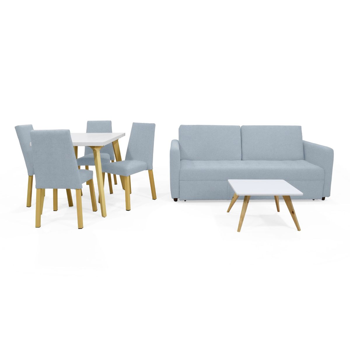VENECIA - Combo Set con Sofá Cama Uganda y Comedor 4P Lugo Matiz Plata_.
