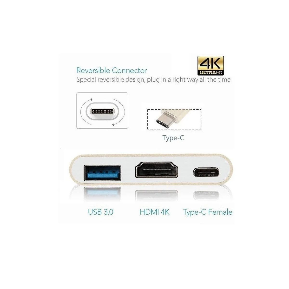 GENERICO - Adaptador Hub USB-C a USB-A USB Tipo C y HDMI para Macbook y Windows