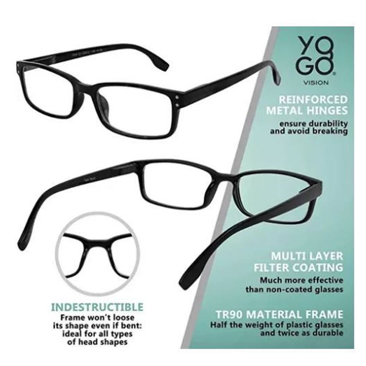 GENERICO - Gafas De Lectura Antirreflejo Filtro Uv Estuche Yogo Vision 2 . 50X