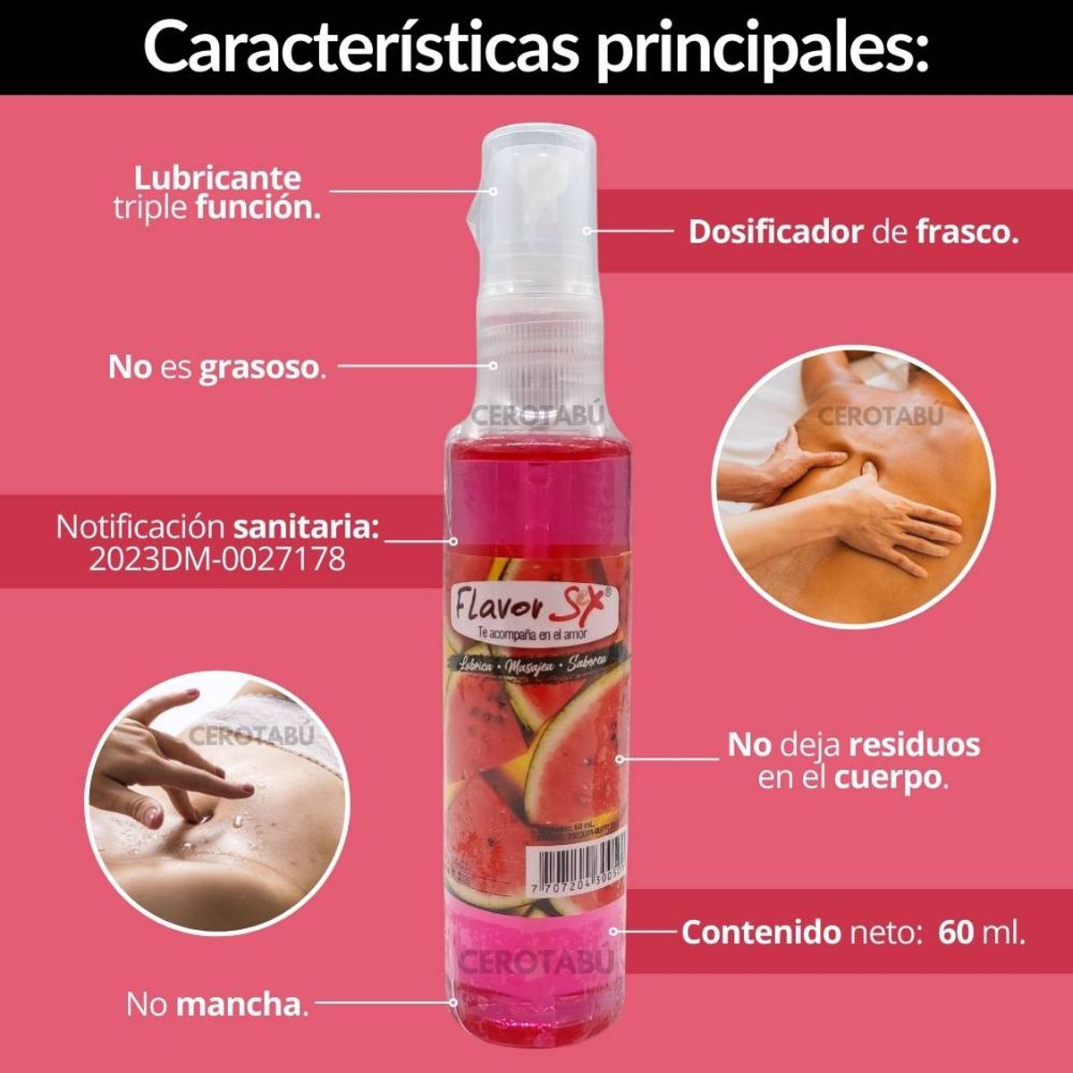 FLAVOR SEX - Lubricante Trio Masajes Eroticos Sex Oral Flavor 60 ml