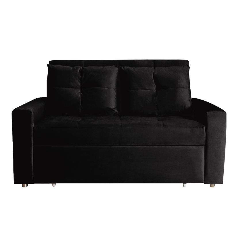 DORMILANDIA - Sofá Cama Negro Germano 3 Posiciones + 2 Cojines
