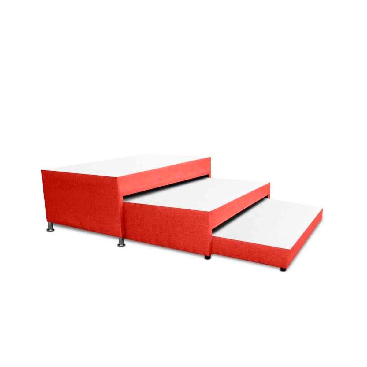 MAGIC CLASS - BASE CAMA NIDO TRIPLEX + COLCHÓN SUPERIOR INC 100X190 MICROFIBRA ROJO