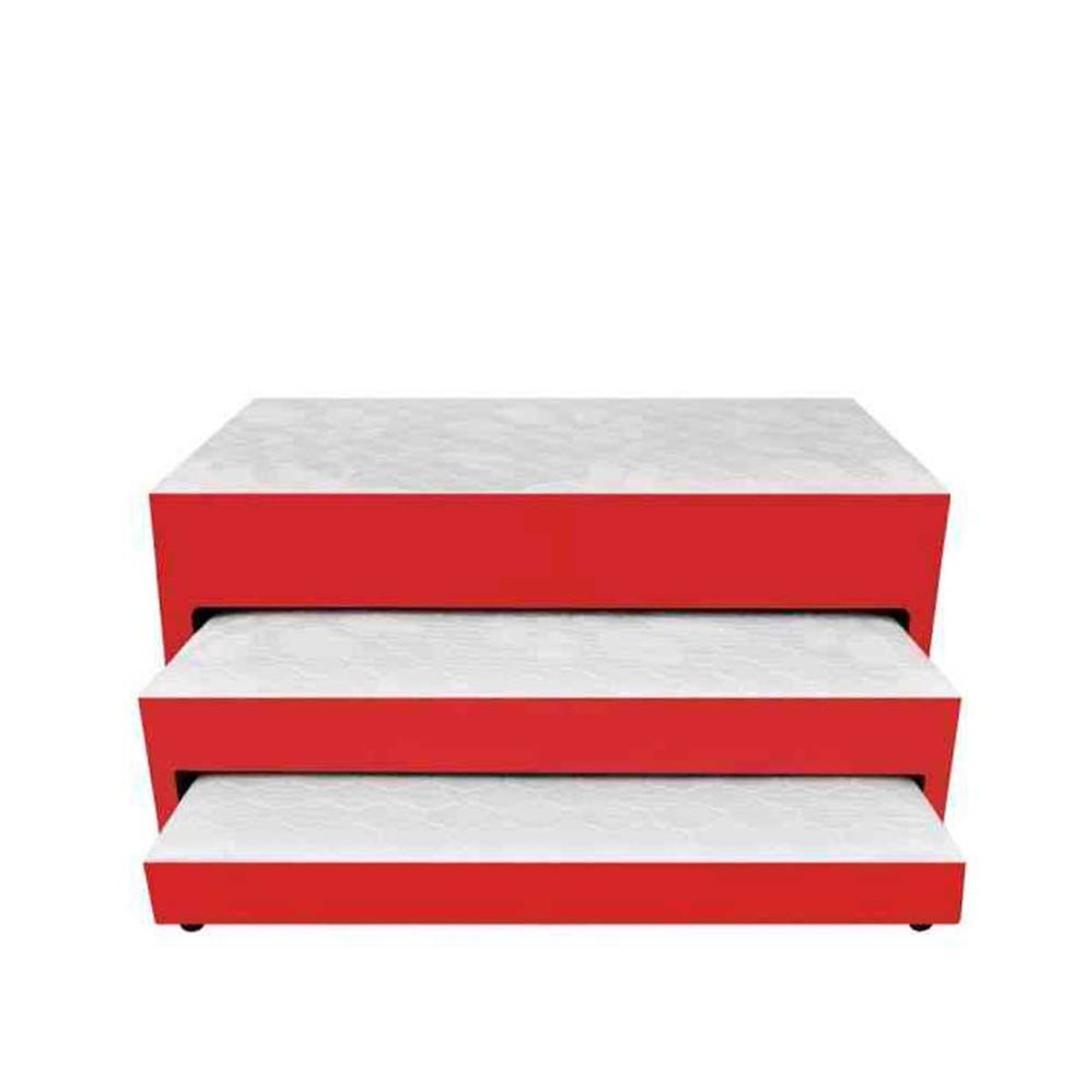 MAGIC CLASS - BASE CAMA NIDO TRIPLEX + COLCHÓN SUPERIOR INC 100X190 MICROFIBRA ROJO