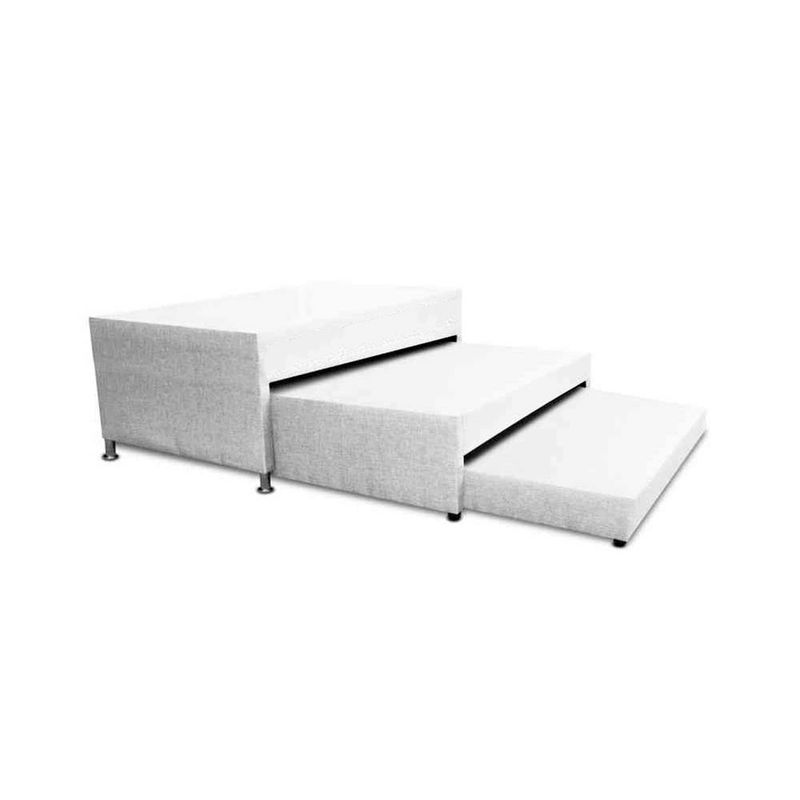 MAGIC CLASS - BASE CAMA NIDO TRIPLEX + COLCHÓN SUPERIOR INC 120X190 ECOCUERO BLANCO