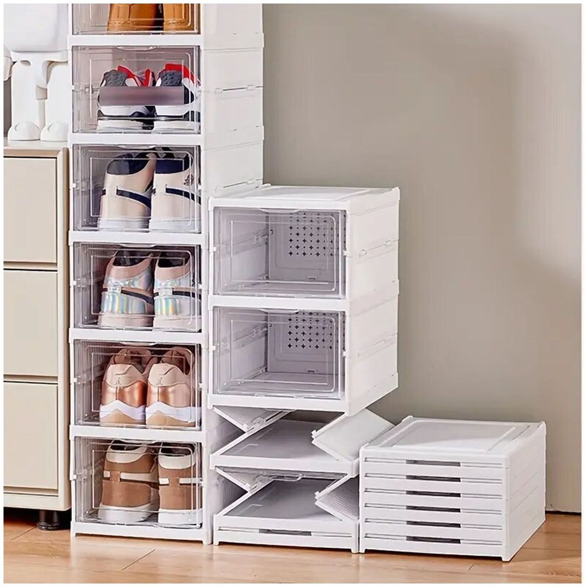 ONE PIXEL - Organizador Plegable Para Zapatos Armario De 6 Niveles Blanco