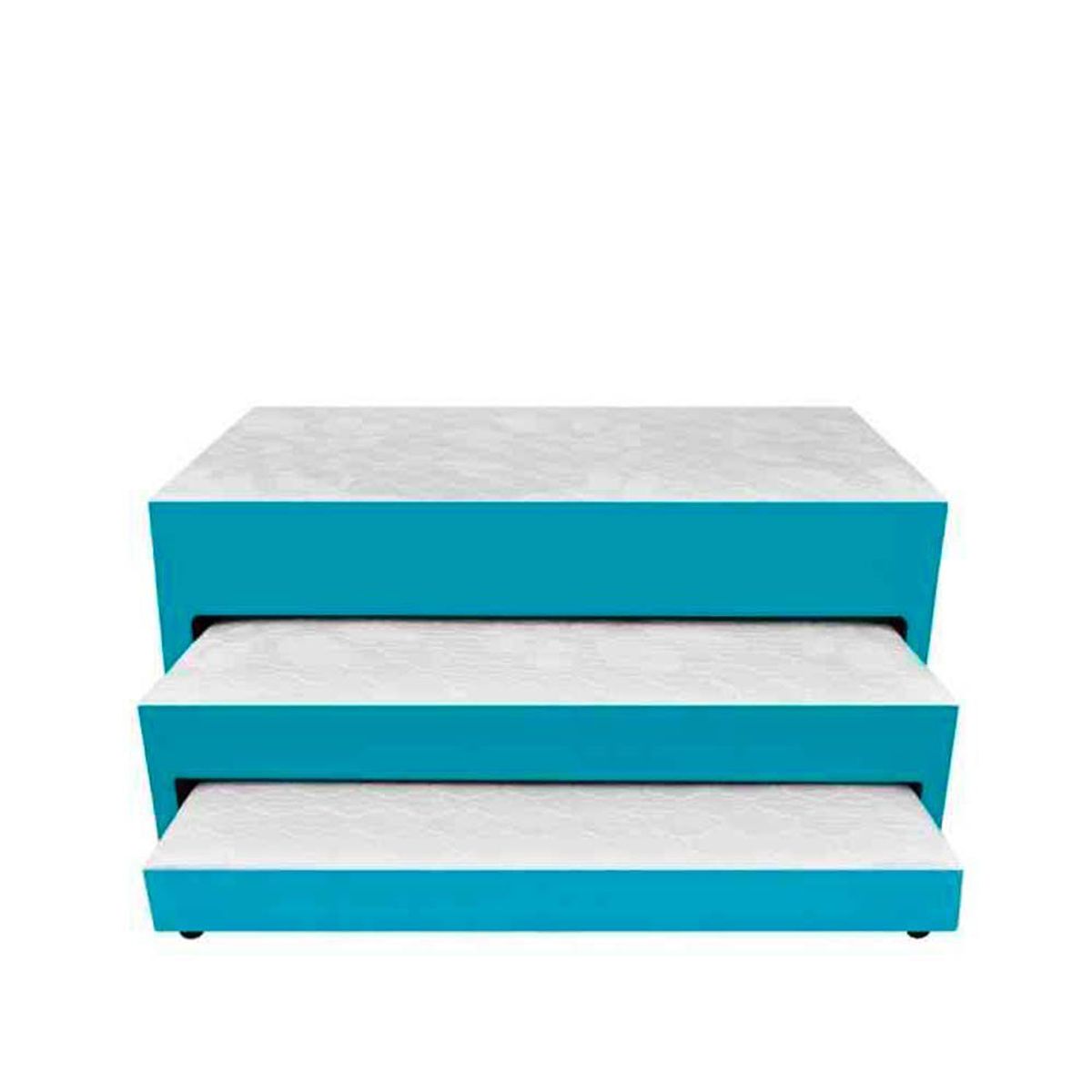 MAGIC CLASS - BASE CAMA NIDO 3 NIVELES + COLCHÓN SUPERIOR INC. 140X190 ECOCUERO AZUL