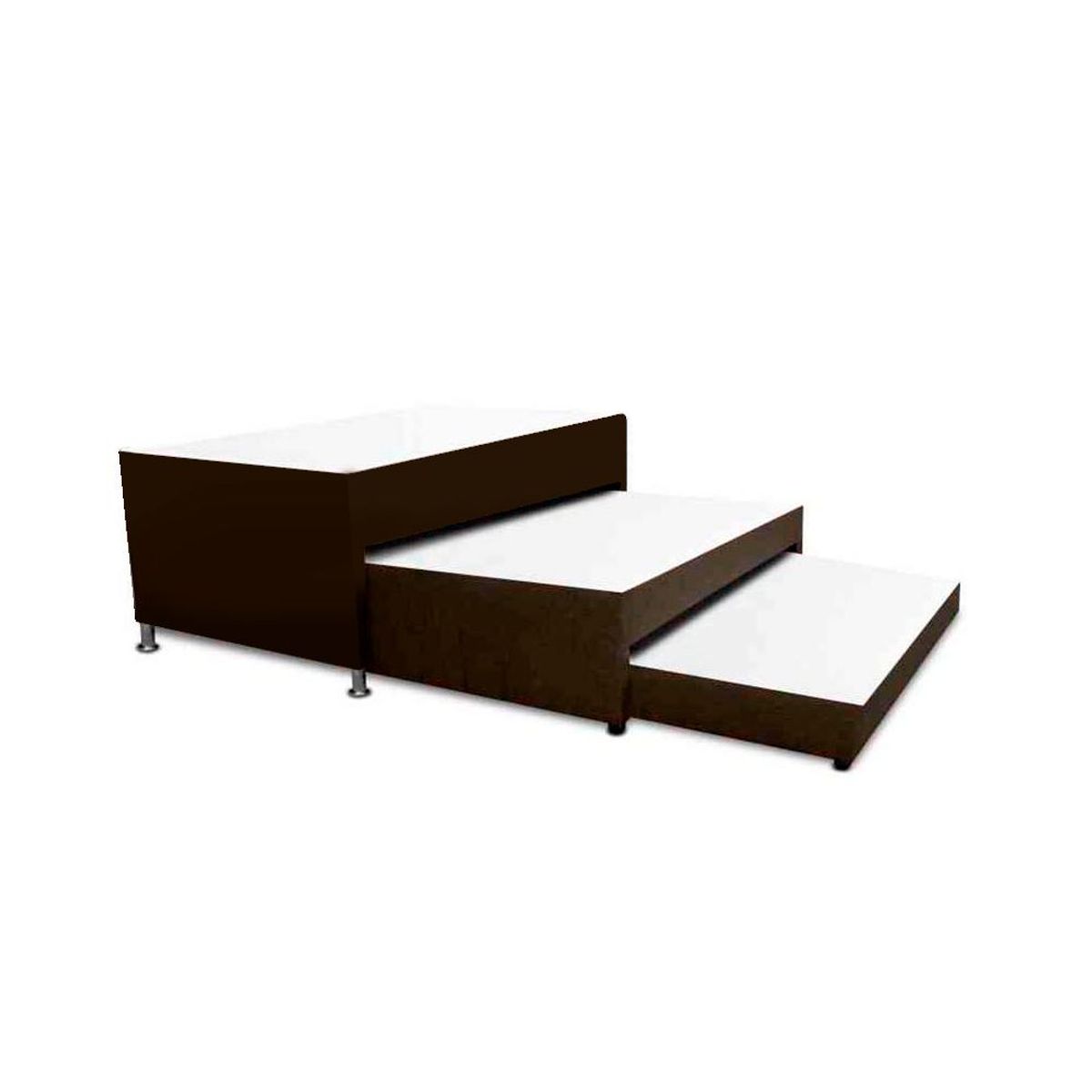 MAGIC CLASS - BASE CAMA NIDO 3 NIVELES + COLCHÓN SUPERIOR INC. 140X190 ECOCUERO CAFÉ