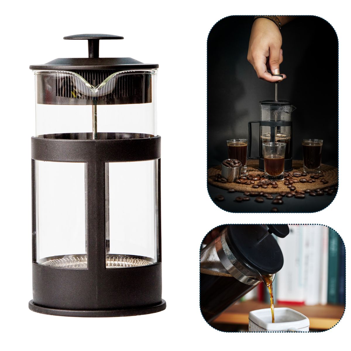 GENERICO - Cafetera Prensa Francesa Cafe En Vidrio Borosilicato 600ml color negro