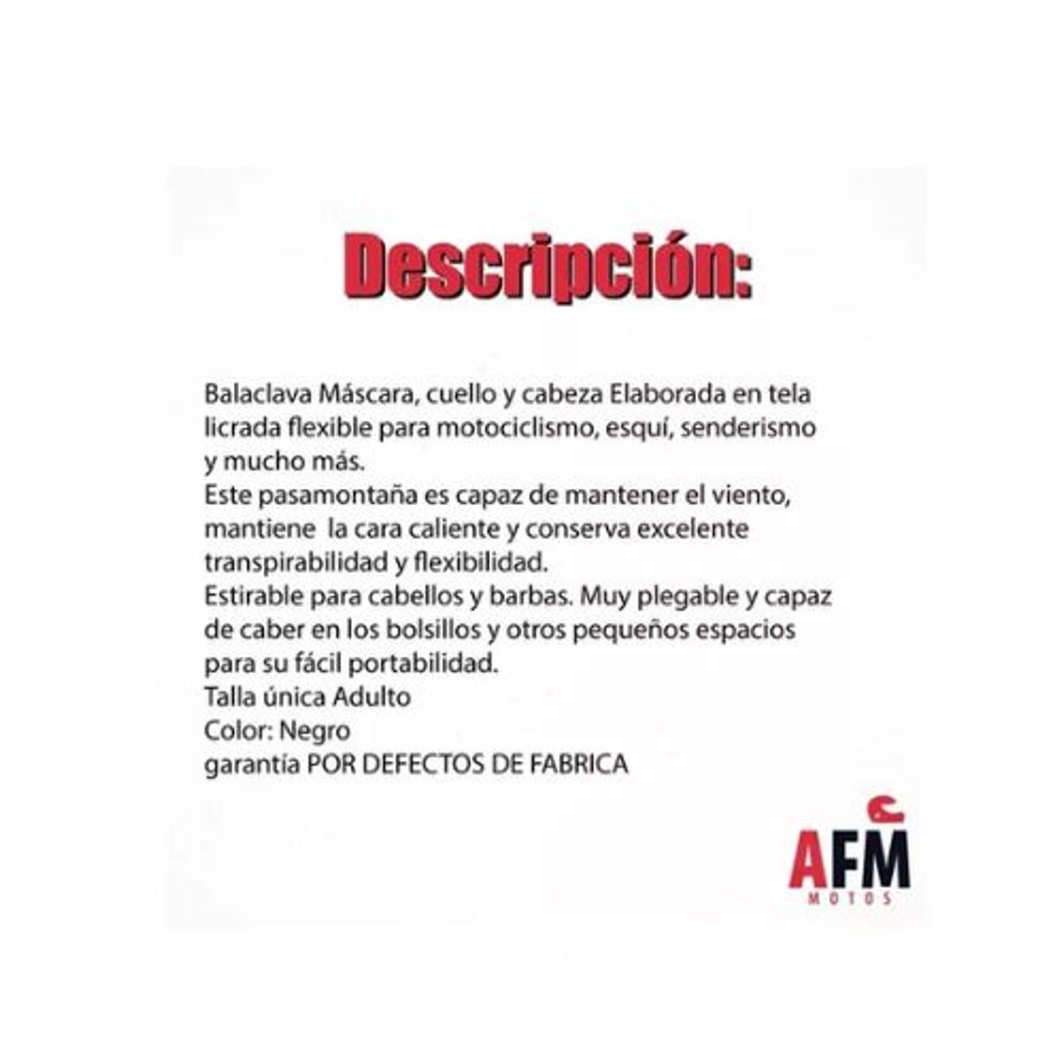 AFM - BALACLAVA PARA MOTOS