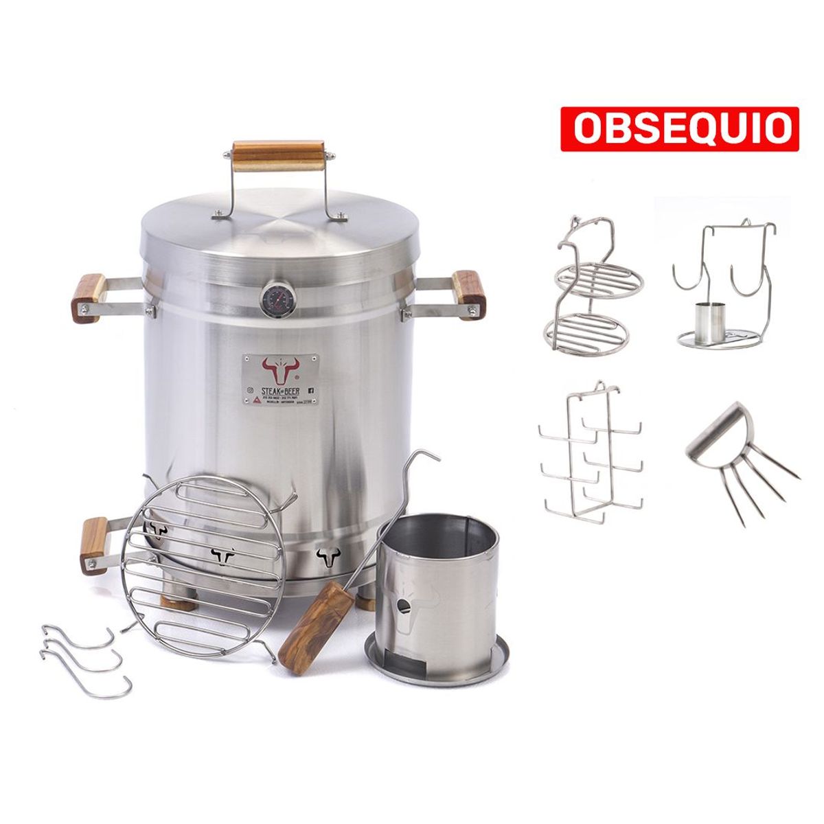 STEAK AND BEER - Combo Barril Mediano Premium  68 cm X 40 cm Acero 304