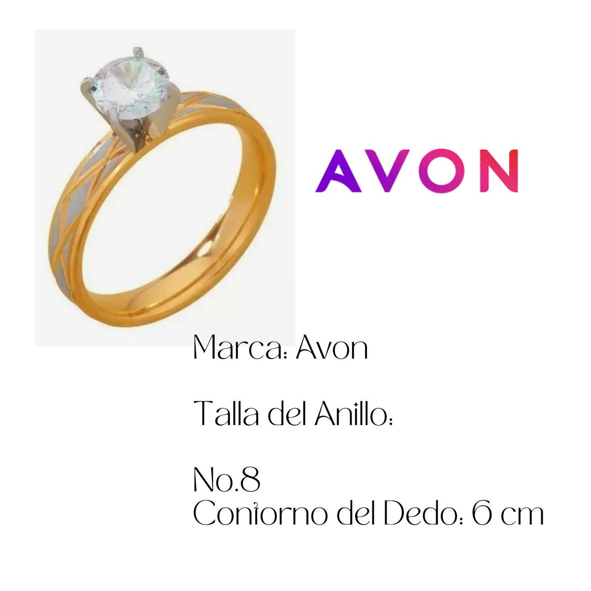 AVON - Anillo Compromiso Ella Dorado Acero Inoxidable Mujer_.