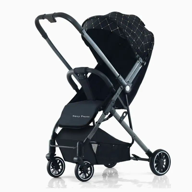 KIDSHOP - Coche Reversible Tipo Maleta Fino + Toldillo Z03B Negro