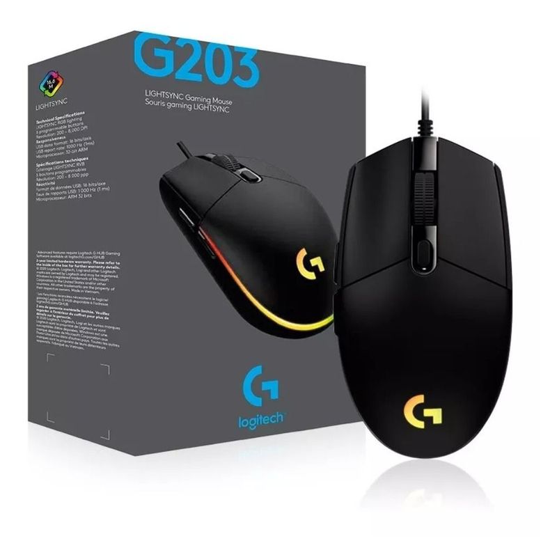 LOGITECH - Mouse gamer de juego Logitech G Series Lightsync G203 negro