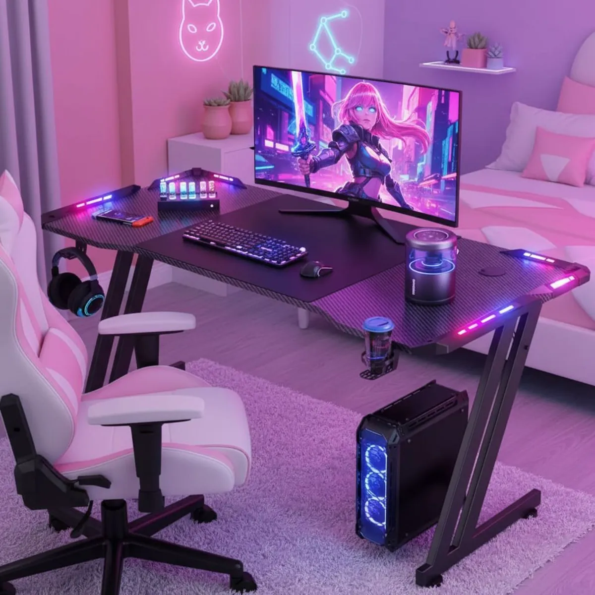 GENERICO - Escritorio Gamer RGB LED control MaxPlayGT RGB Desk