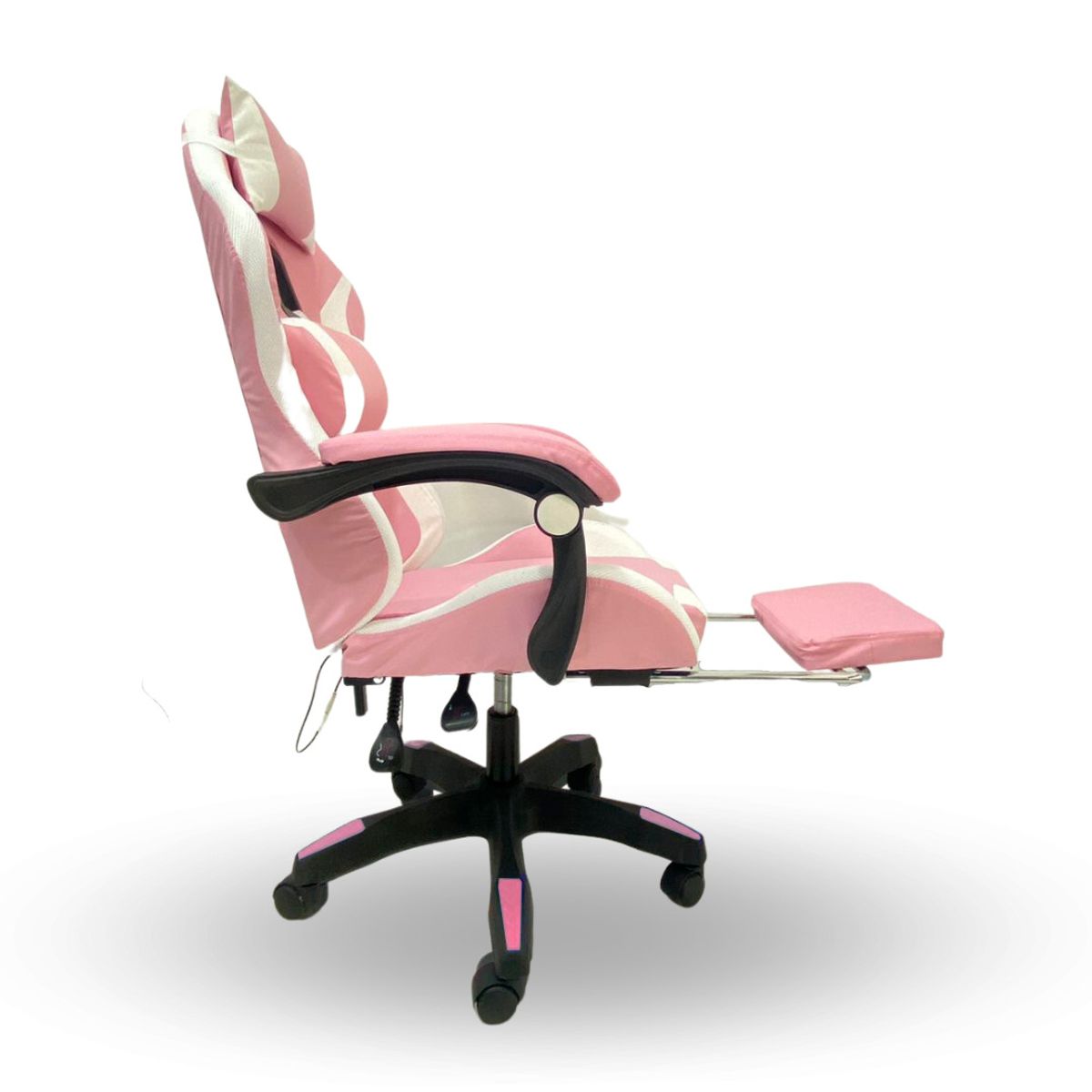GENERICO - Silla Gamer Vibracion Lumbar Rosa Reposapies