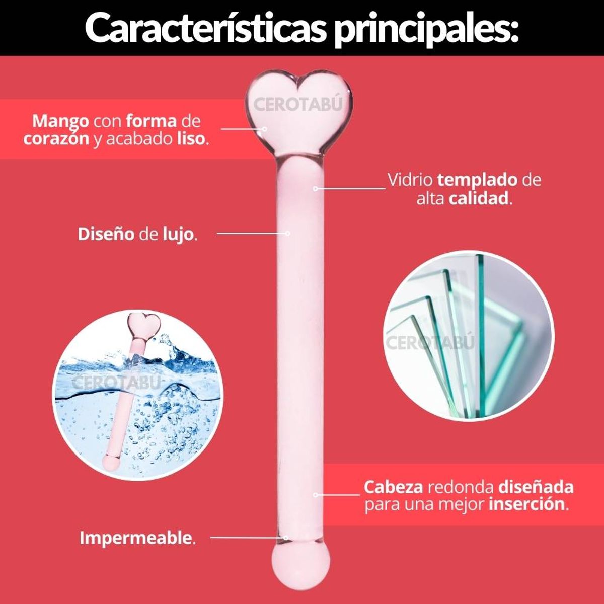 GENERICO - Dildo En Vidrio Consolador Punto G Juguete Sexual 22 CM