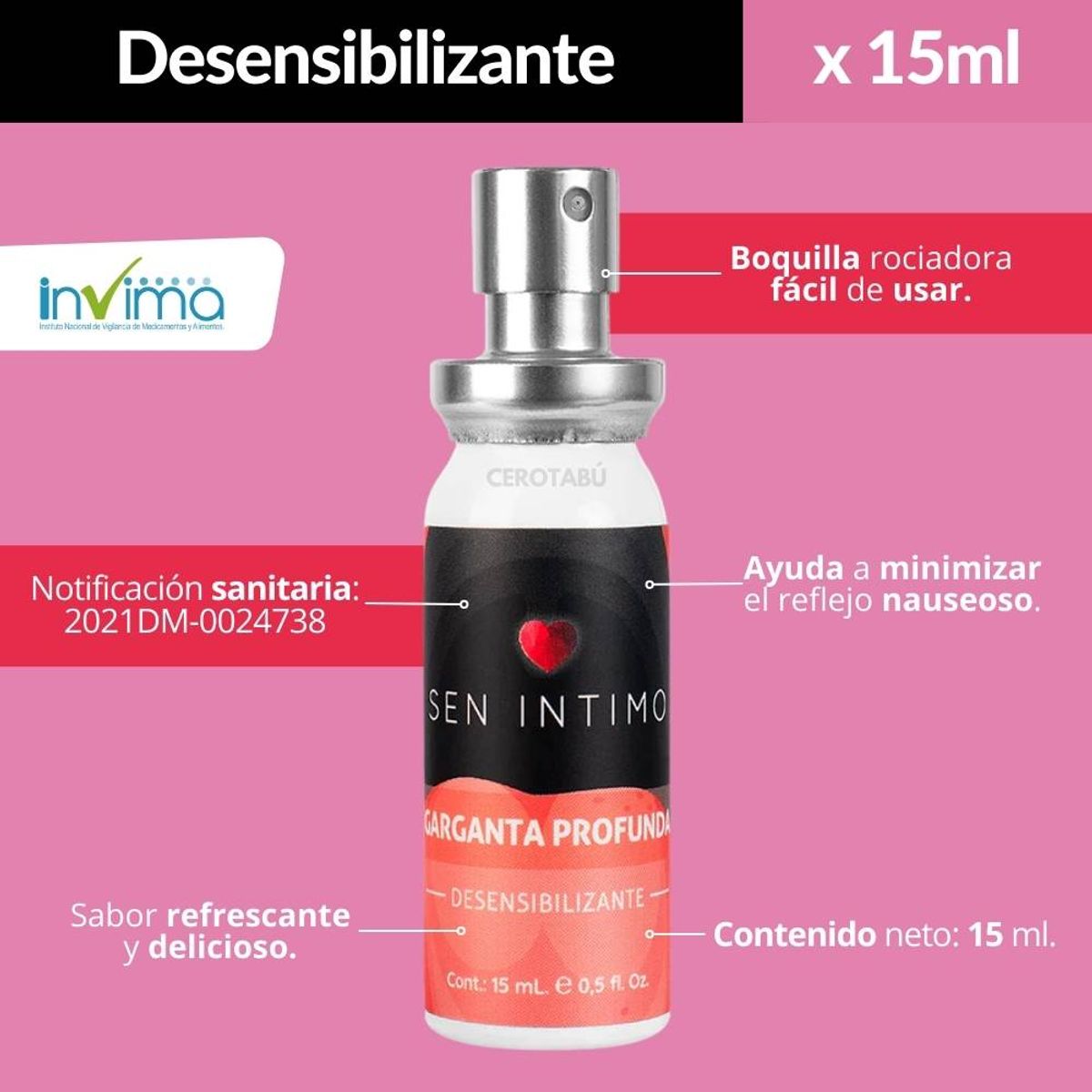 GENERICO - Desensibilizante En Spray Garganta Profunda Sandia Sen Intimo x 15ml