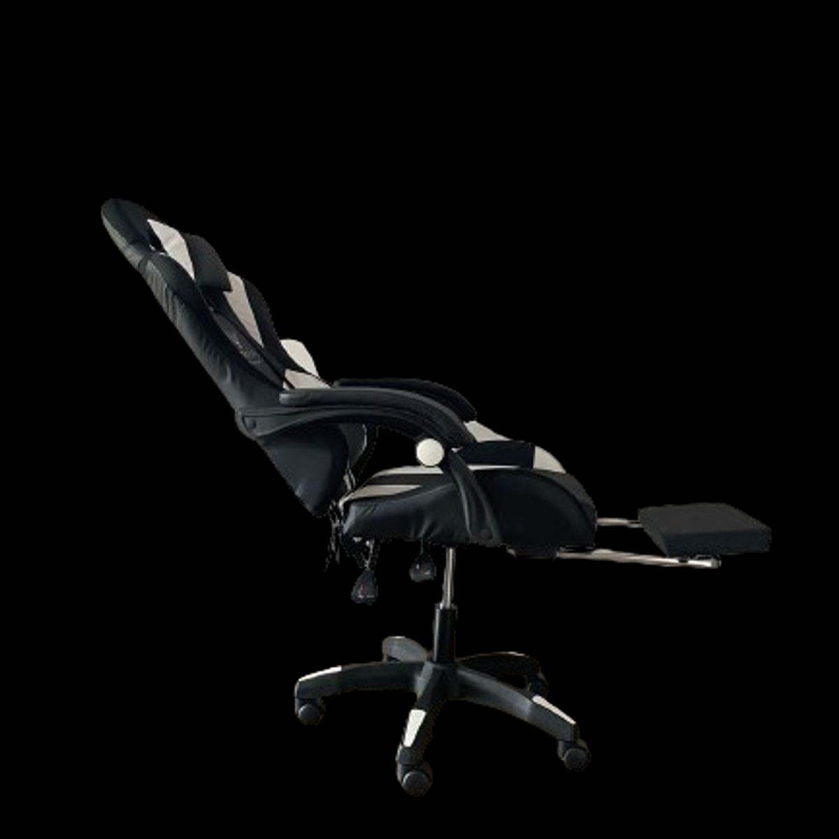 GENERICO - Silla Gamer Vibracion Lumbar Negro Blanco Reposapies