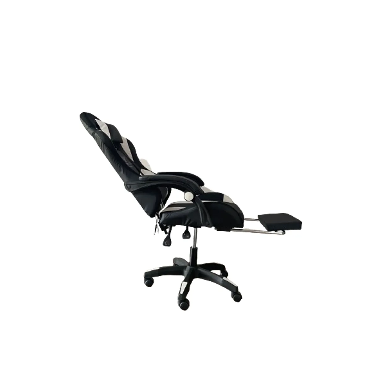 GENERICO - Silla Gamer Vibracion Lumbar Negro Blanco Reposapies