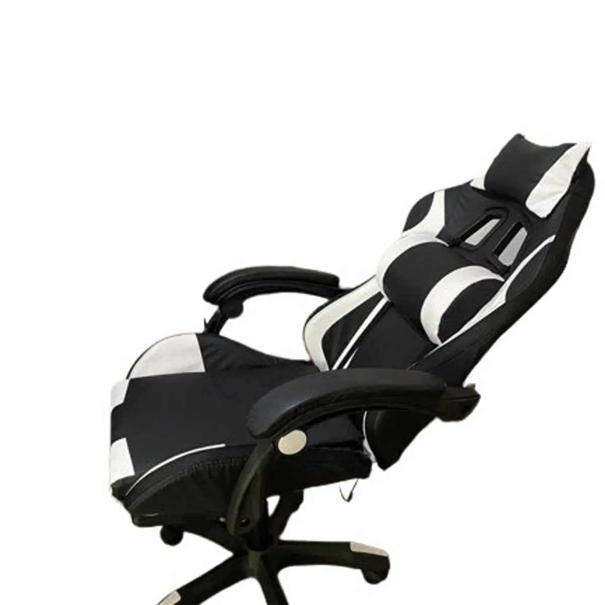 GENERICO - Silla Gamer Vibracion Lumbar Negro Blanco Reposapies