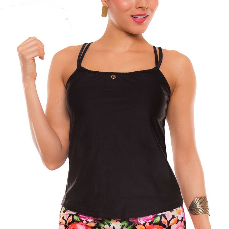 PRAIE - Top de Vestido de Baño PRAIE 1721A Negro Blusa Clasica