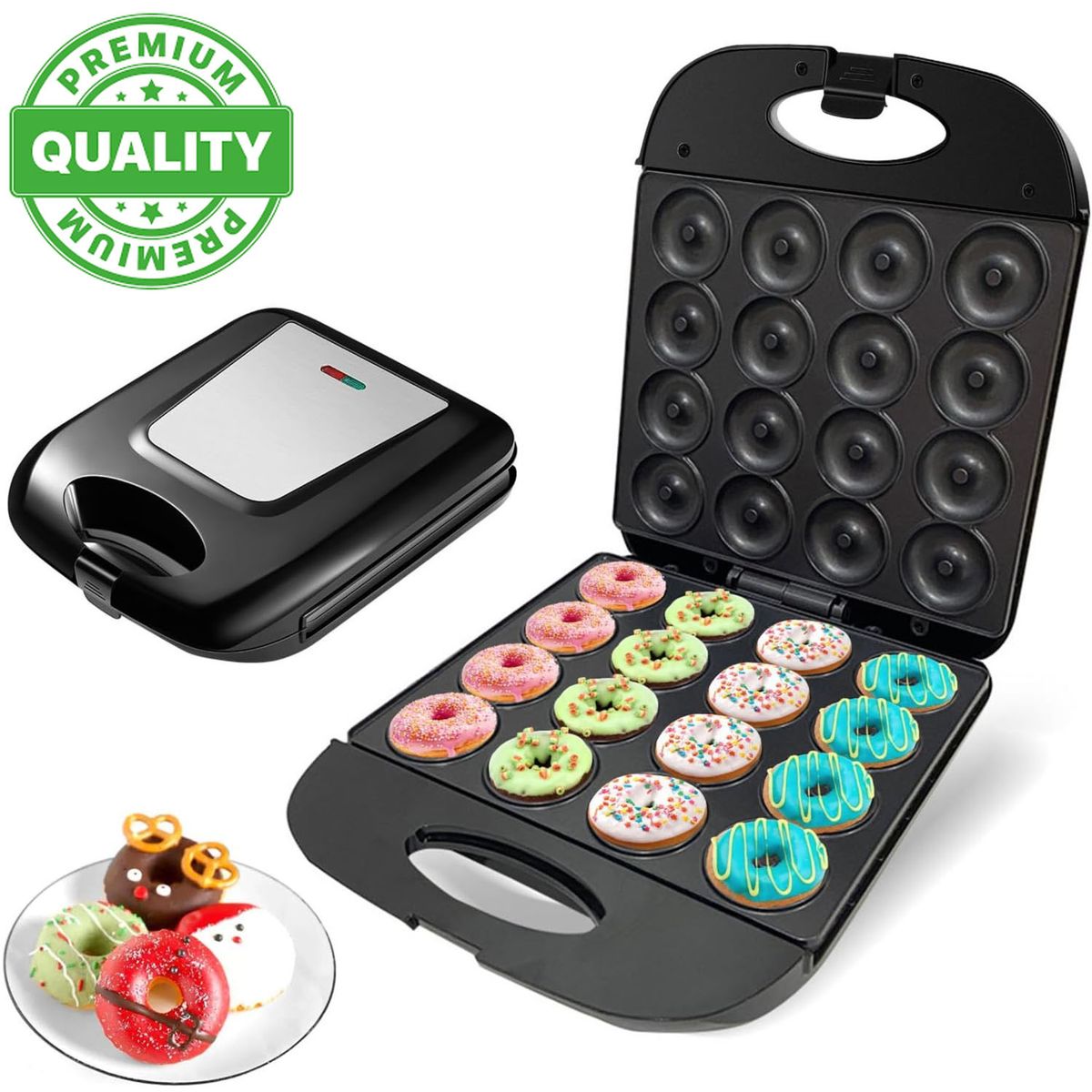 SOKANY - Maquina Para Hacer 16 Mini Donas Rosquillas Antiadherente