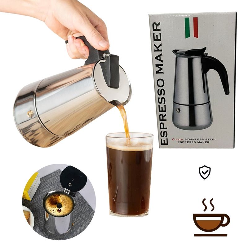 LANZURY IMPORTACIONES - Cafetera Express En Acero Inoxidable 6 Tazas
