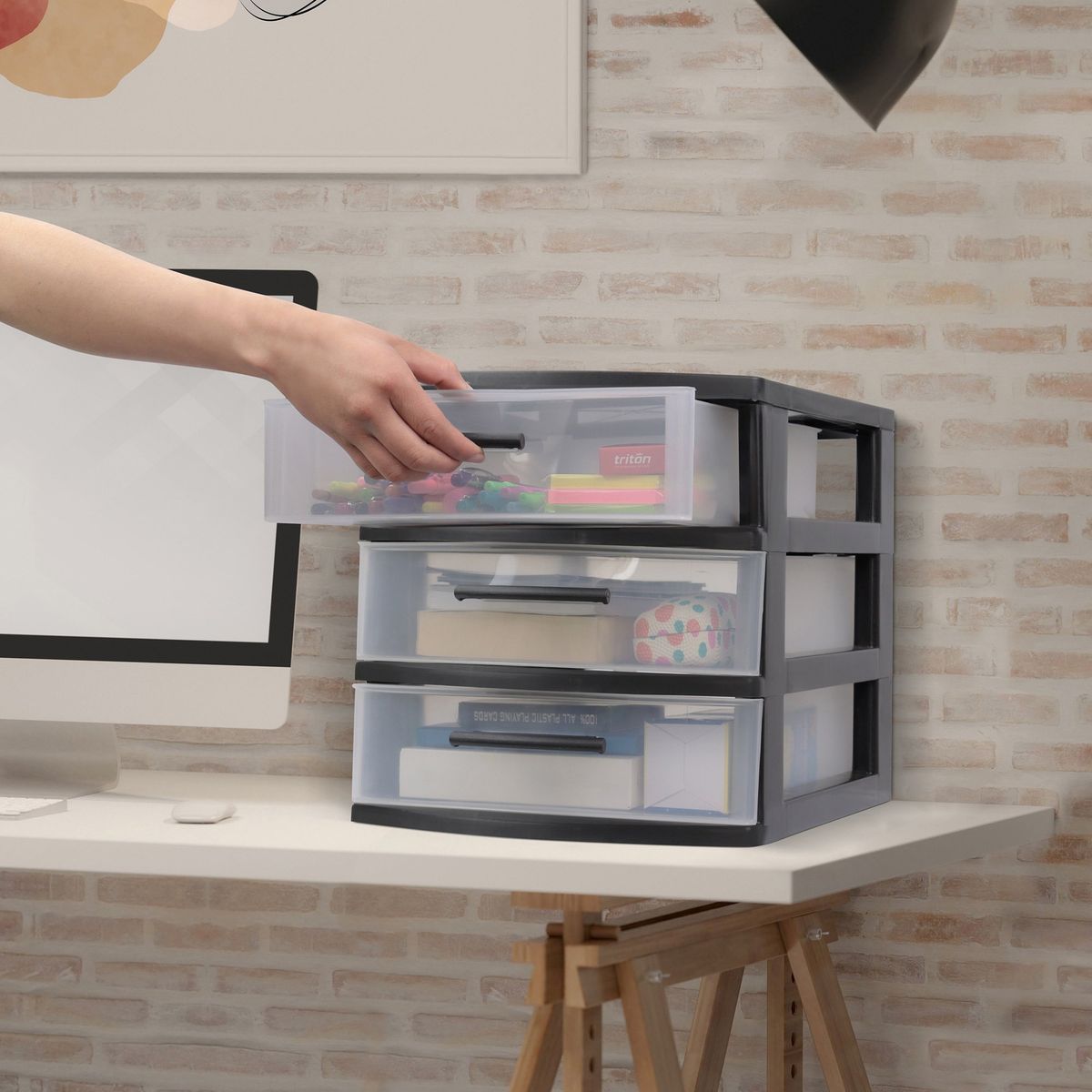 PLASTICOS MQ - Cajonero Organizador Modular 3 Niveles Marca MQ