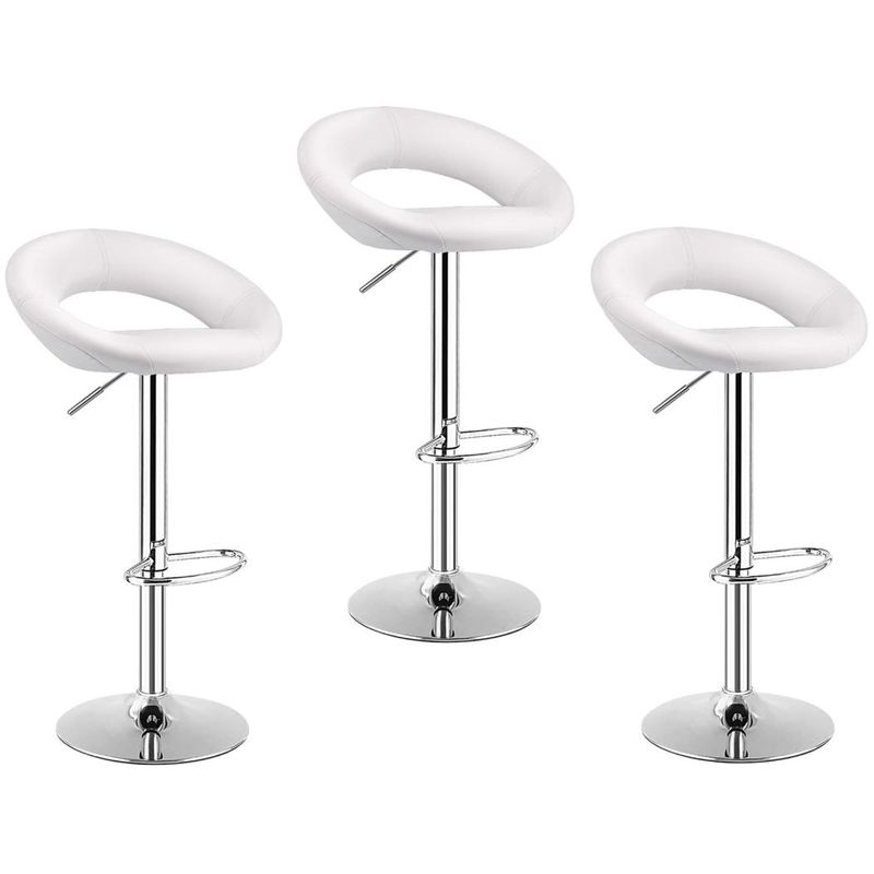 MOBLIHOUSE - Set X3 Silla Barra Ovni Blanca Acolchada Diseño Moderno Moblihouse