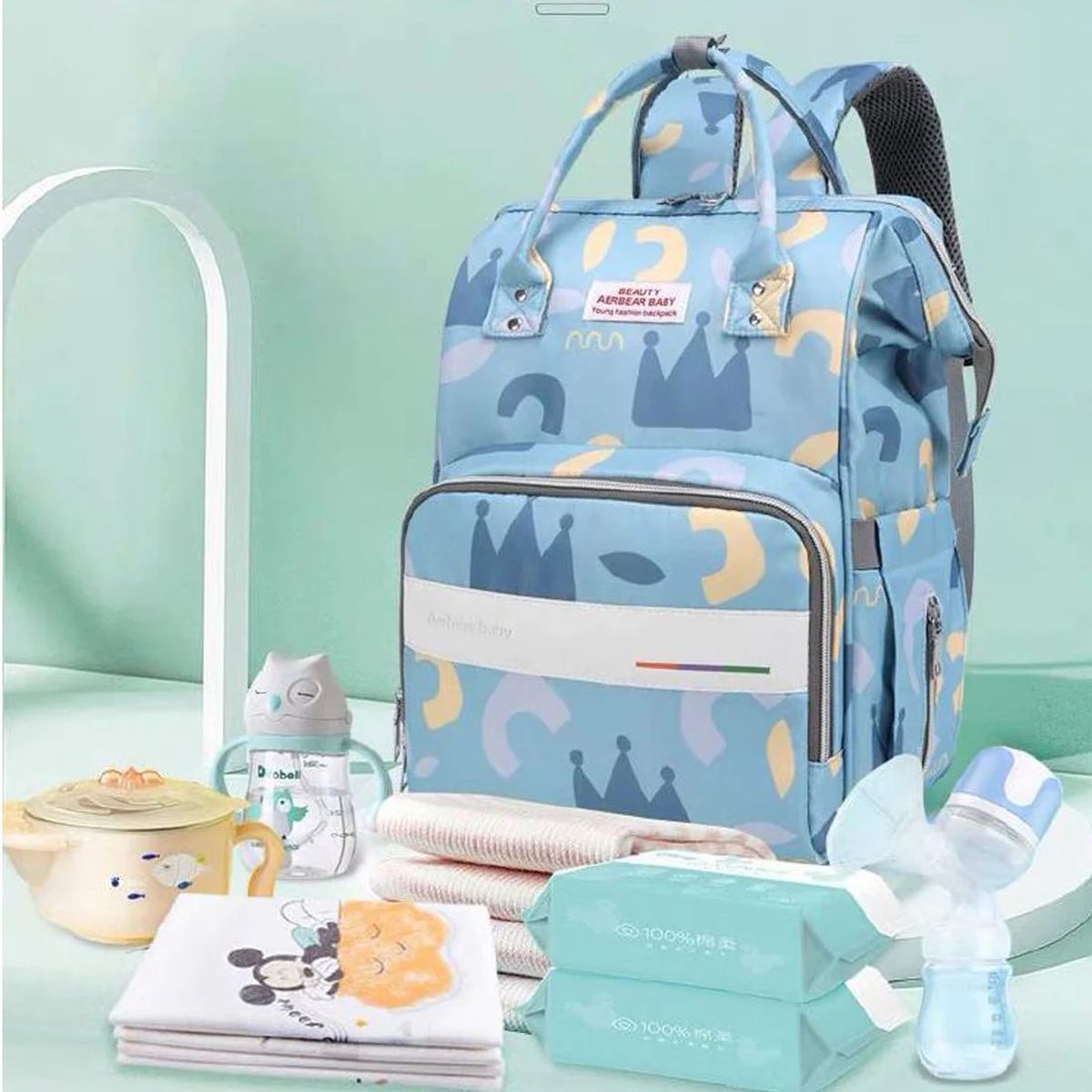 BABY ON - Pañalera Morral De Lujo Con Diseños Estampados Y Usb Kingdom