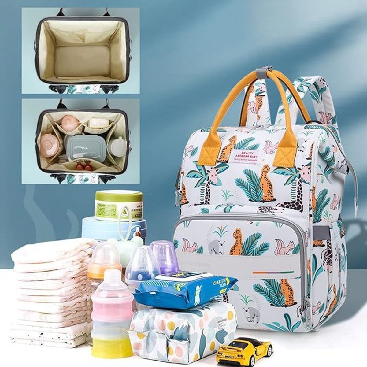 BABY ON - Pañalera Morral De Lujo Con Diseños Estampados Y Usb Jungle