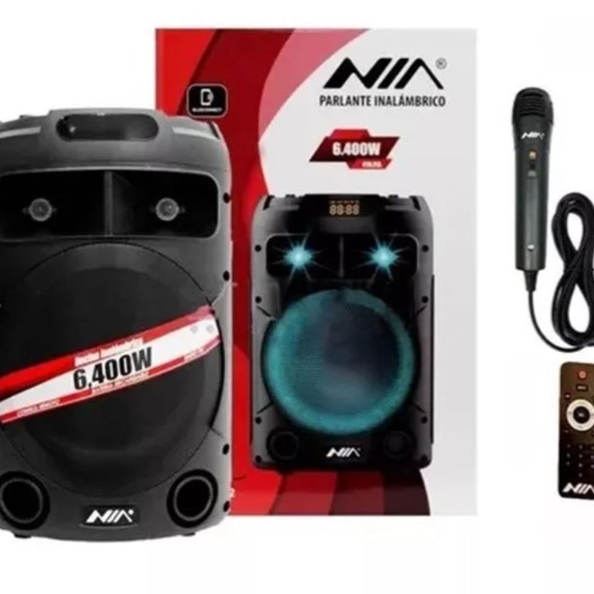 NIA - Cabina de Sonido Parlante Recargable Bluetooth 8 Control Y Microfono