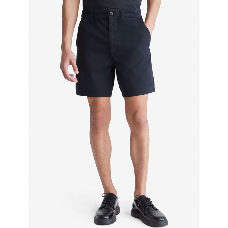 CALVIN KLEIN - Bermuda Negra Corta De Dril Para Hombre Calvin Klein