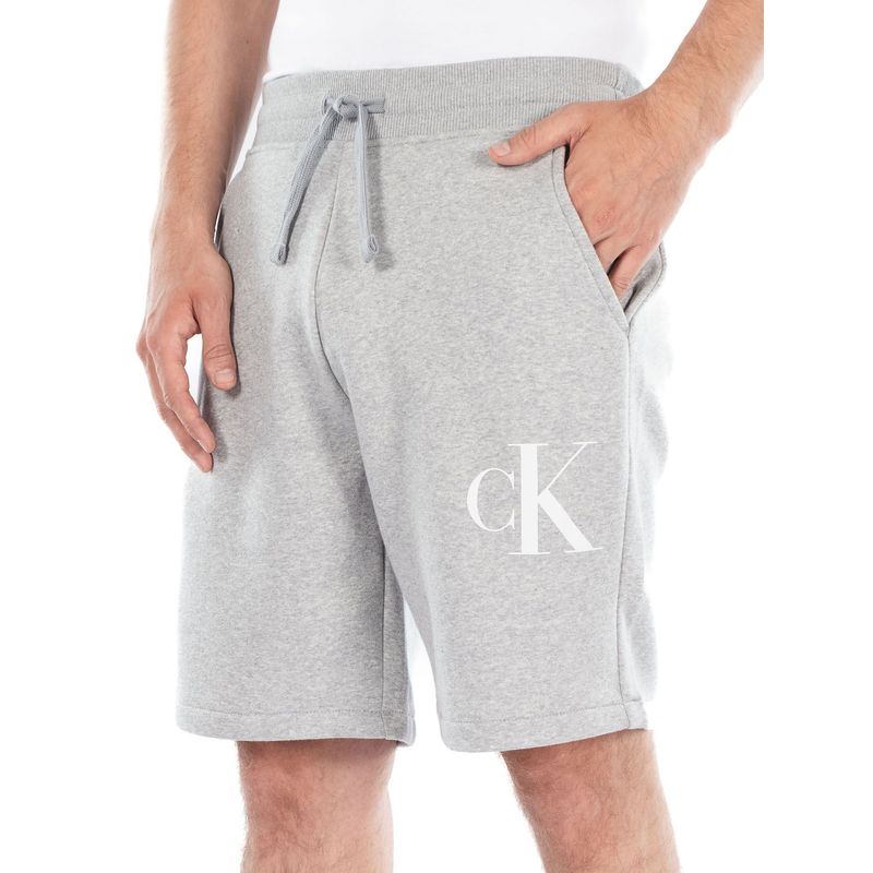 CALVIN KLEIN - Bermuda Gris Con El Logo En Lateral Calvin Klein