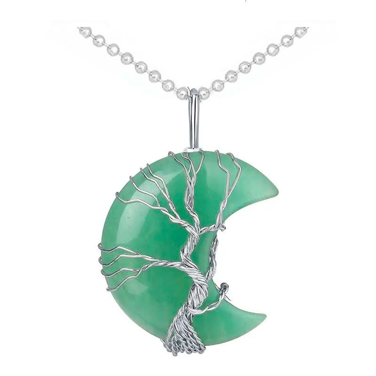 DAYOSHOP - Collar Cuarzo Luna Jade Arbol De La Vida + Estuche
