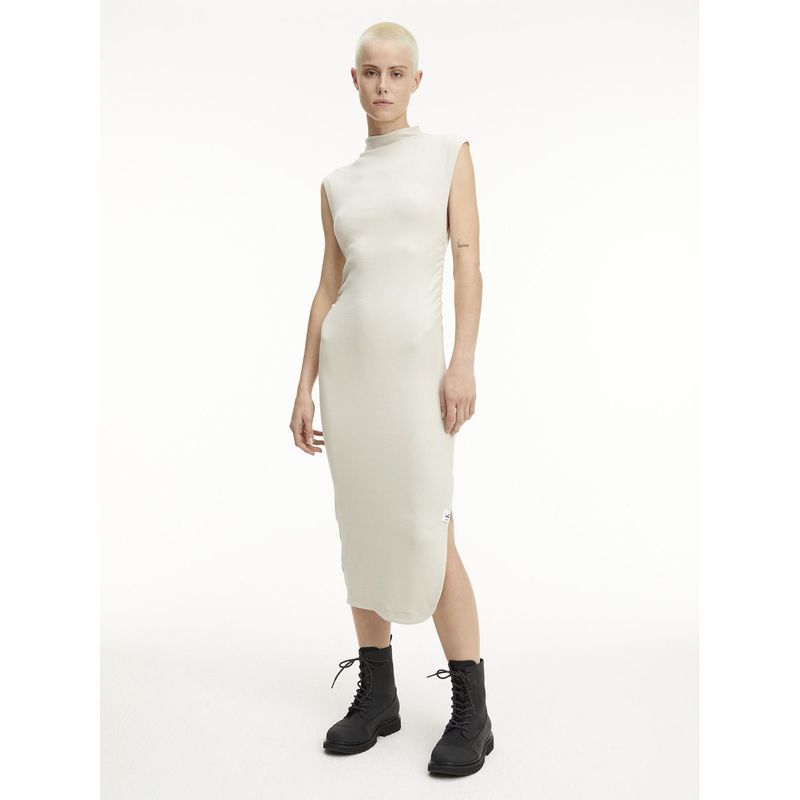 CALVIN KLEIN - Vestido De Verano Midi Mujer Beige Calvin Klein