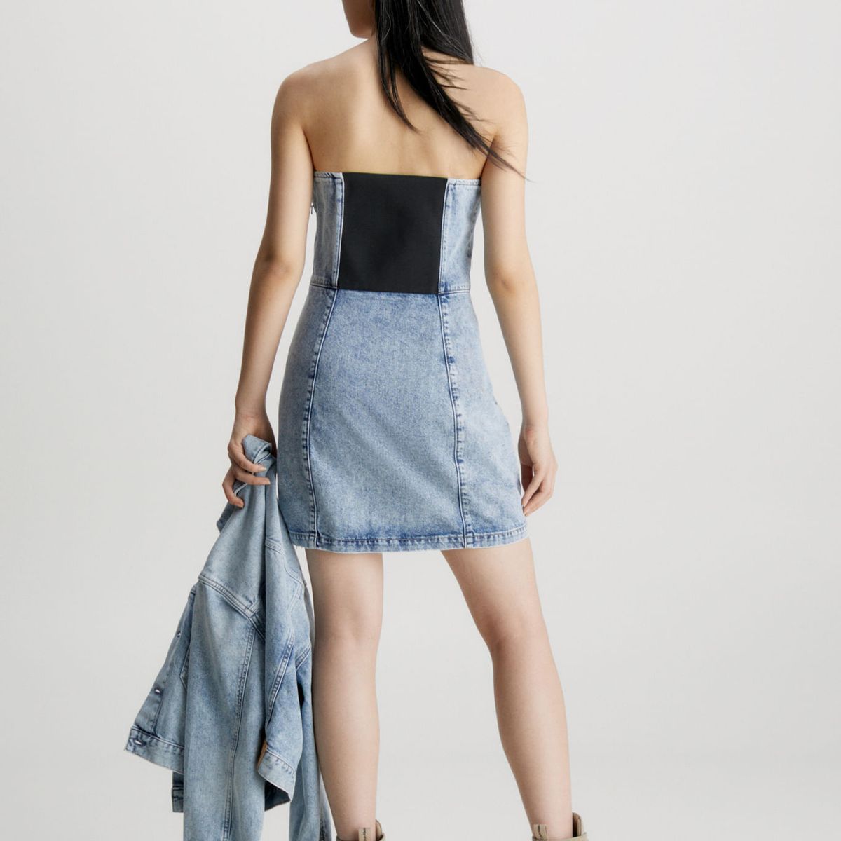 CALVIN KLEIN - Vestido Corsé De Mezclilla Reciclada Mujer Azul Calvin Klein