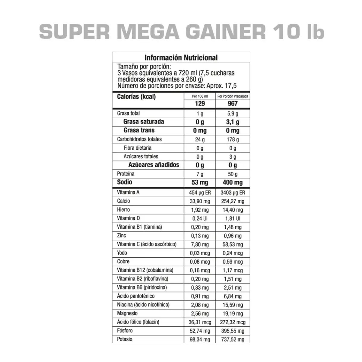 GMN - Super Mega Gainer 10 Libras GMM