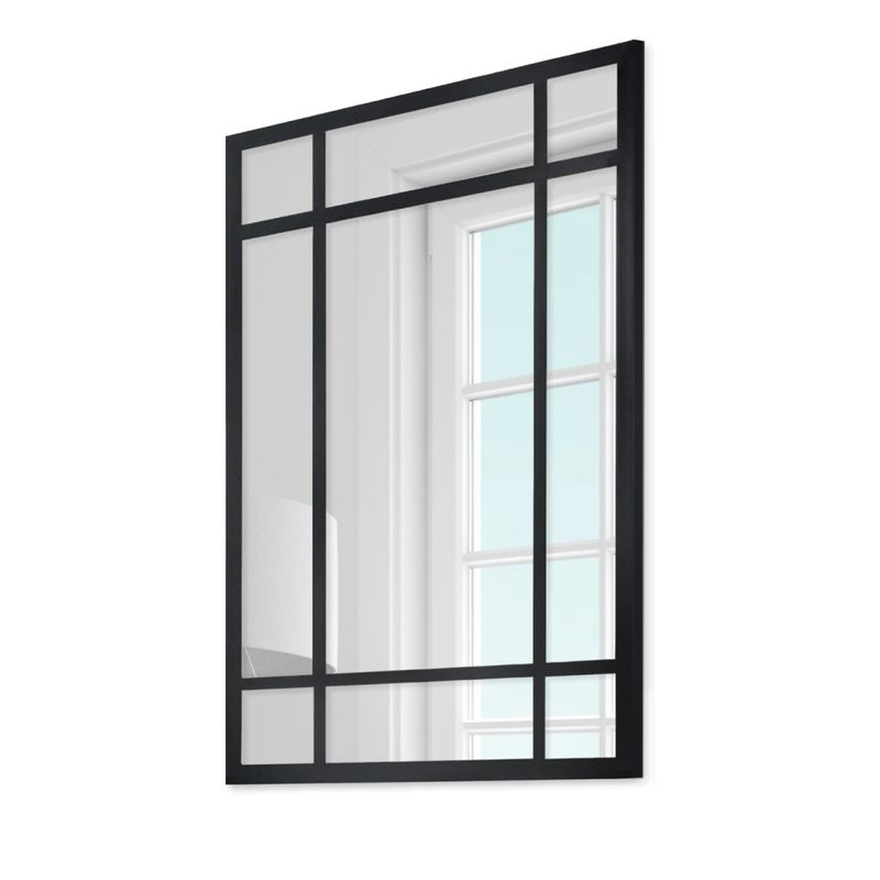 ALIK DISEÑO - Espejo Rectangular Reticulado Con Marco Metálico Negro 100X180 Cm