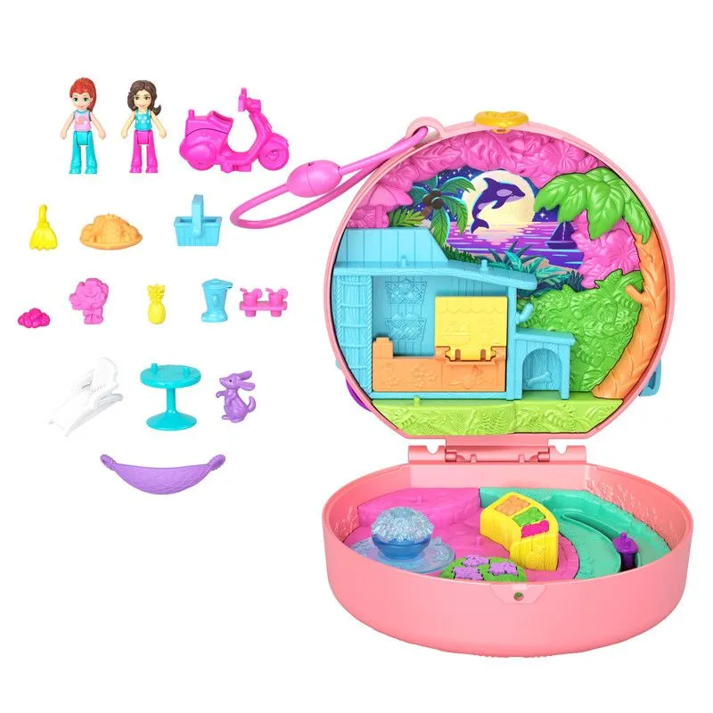 POLLY POCKET - Muñeca Polly Pocket Compacto Mundo Sorpresa Perrito En Moto