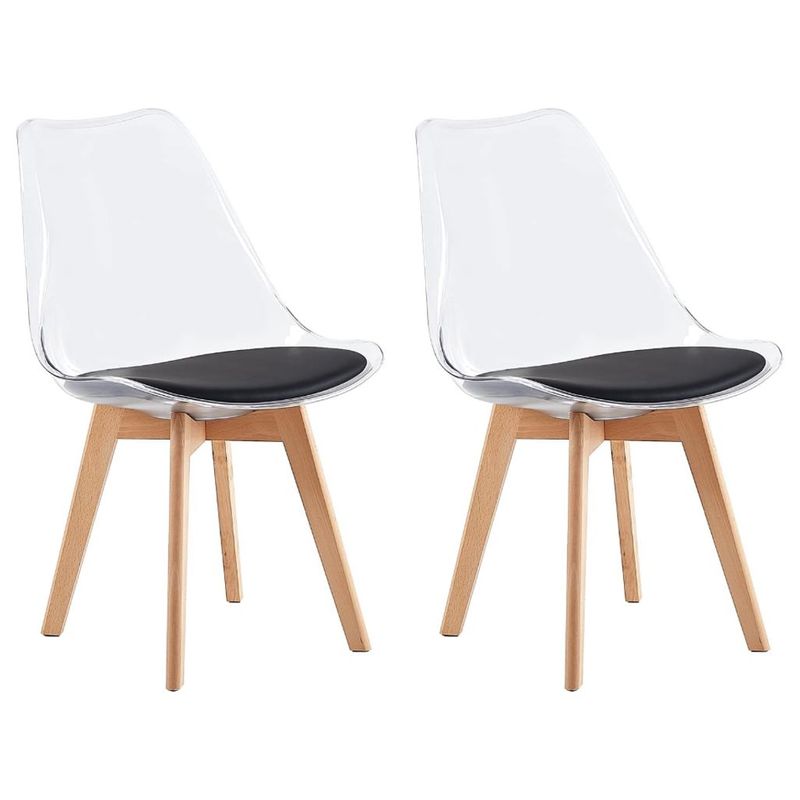 MOBLIHOUSE - Set X2 Silla De Comedor Transparente Asiento De Piel Sintétic