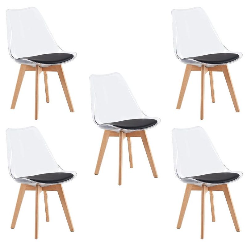 MOBLIHOUSE - Set X5 Silla De Comedor Transparente Asiento De Piel Sintética