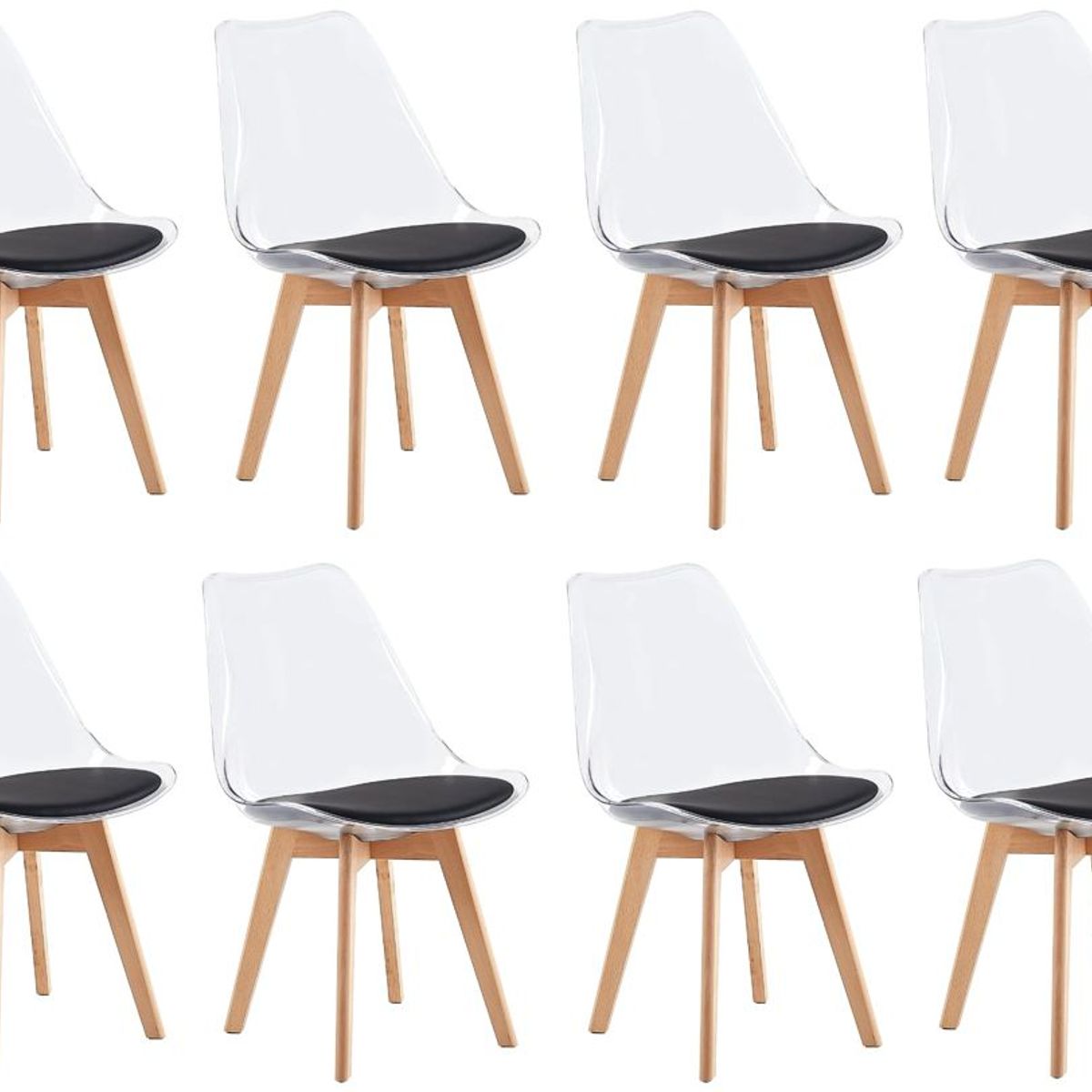 MOBLIHOUSE - Set X8 Sillas Moblihouse Eames Nórdico Madera Polipropileno