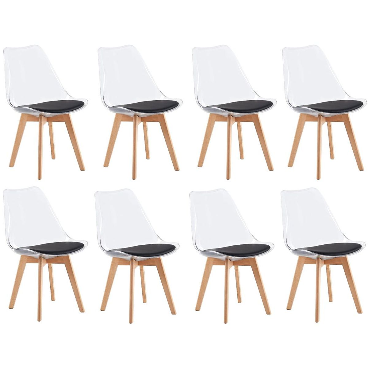 MOBLIHOUSE - Set X8 Sillas Moblihouse Eames Nórdico Madera Polipropileno