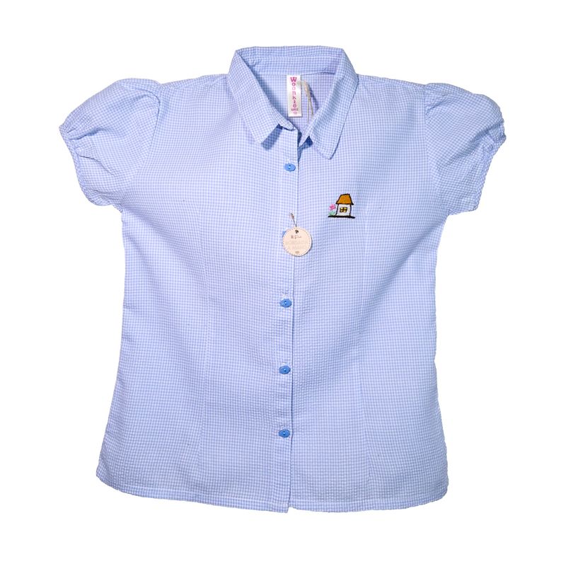 WOONKIE - CAMISA BORDADA NIÑA AZUL