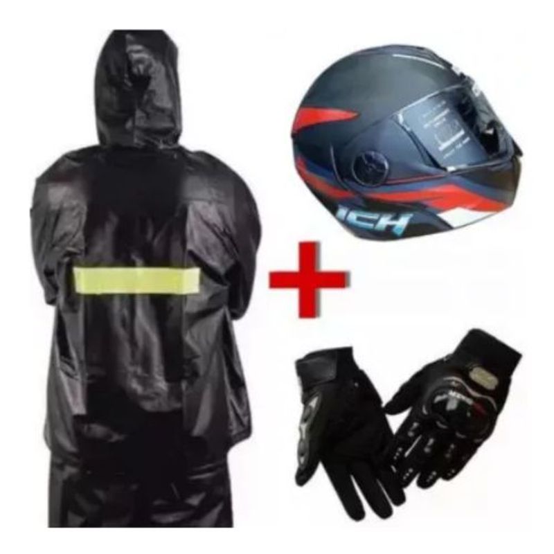 AFM - IMPERMEABLE C16 + GUANTES + CASCO 3110