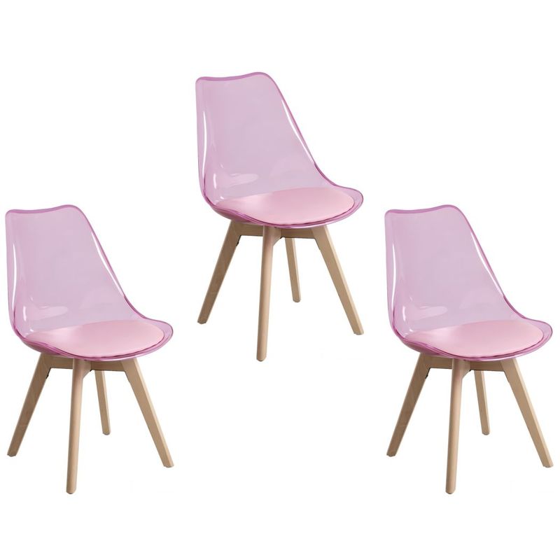 MOBLIHOUSE - Set X3 Silla De Comedor Transparente Asiento De Piel Sintética