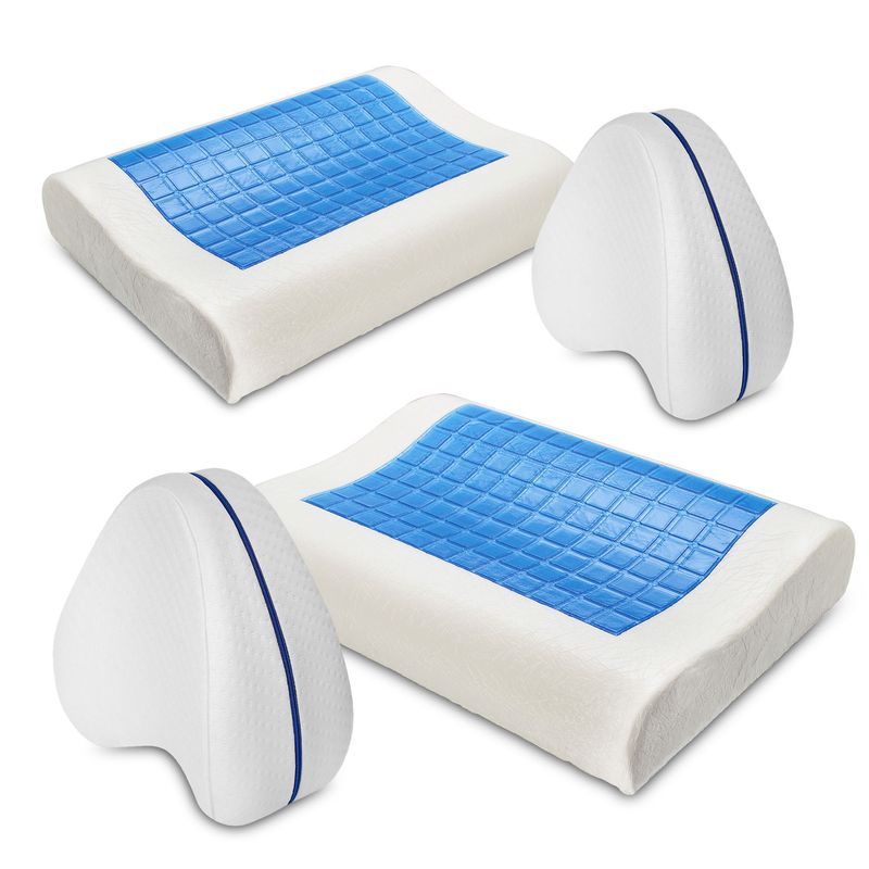 ENERGY PLUS - Set X4 2 Almohadas con gel +2 Almohadas ortopédica de apoyo