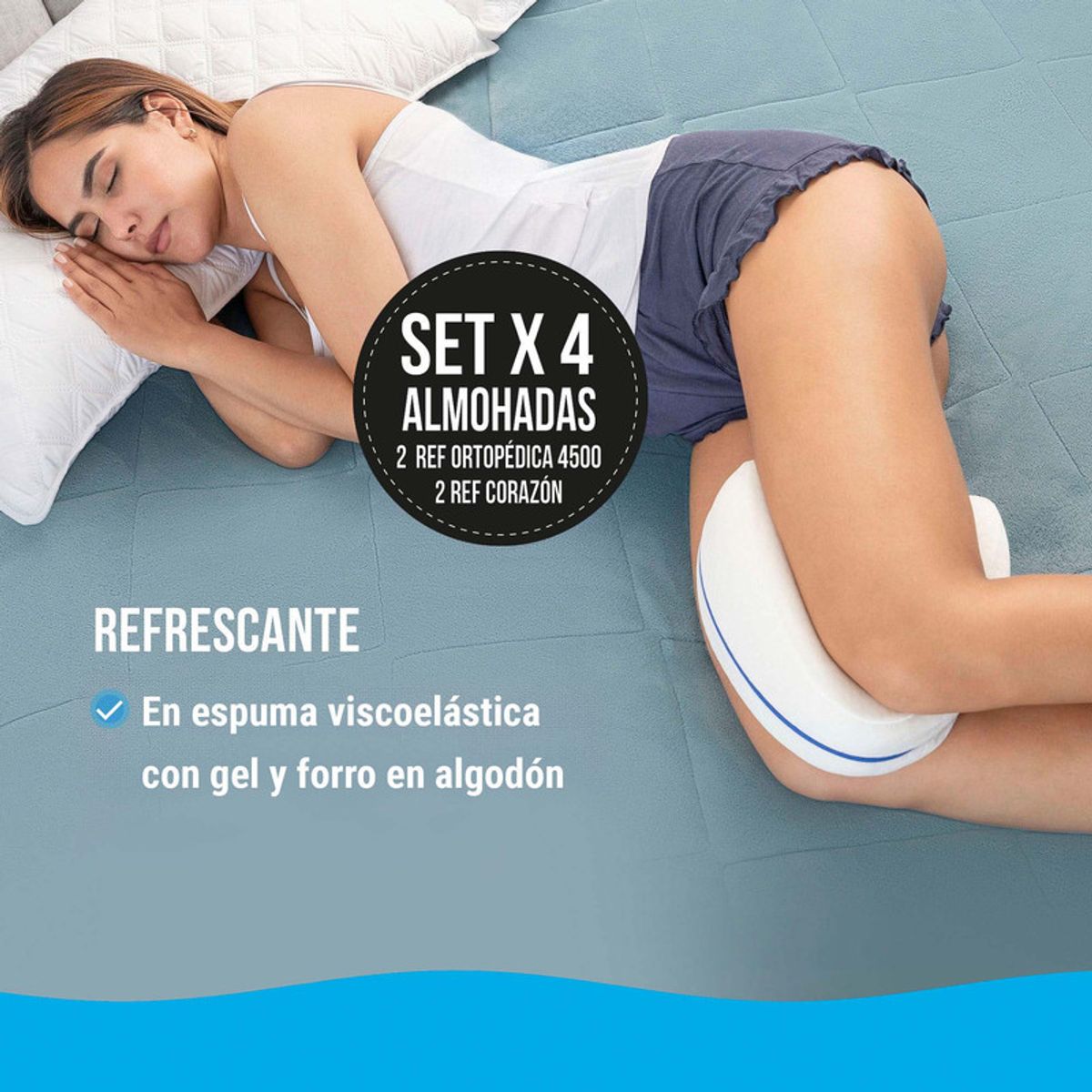 ENERGY PLUS - Set X4 2 Almohadas con gel +2 Almohadas ortopédica de apoyo